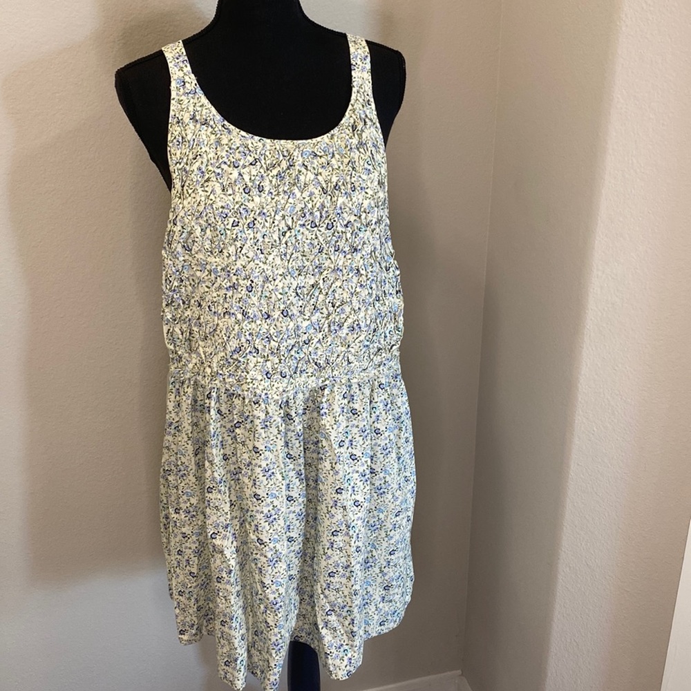 Free People cream and blue floral open back dress